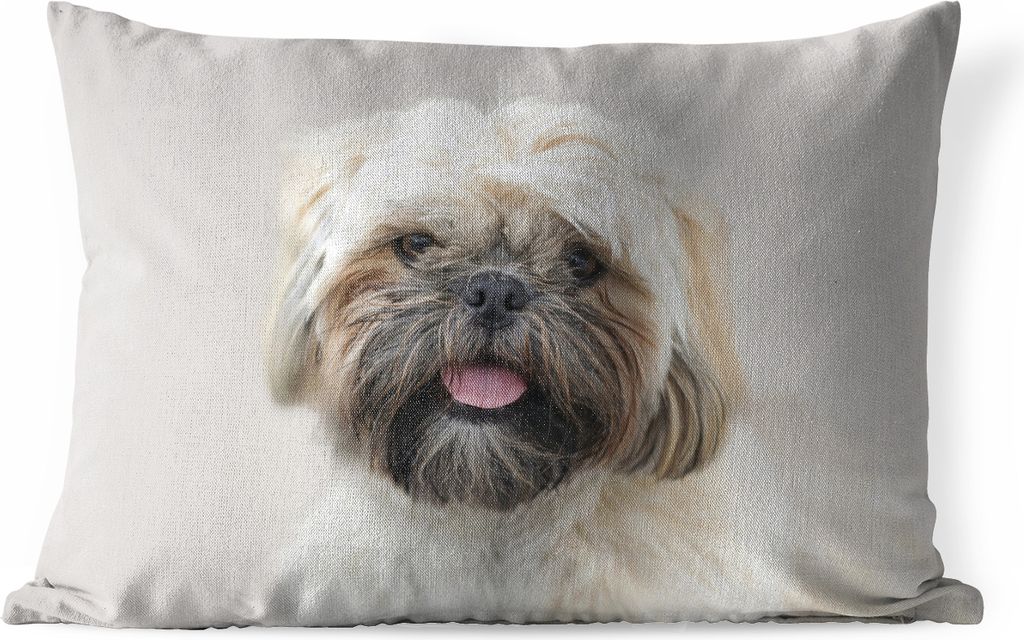 MuchoWow Outdoor Kissen - Portrait Nahaufnahme eines Shih Tzu Hundes - 50x30 cm - Wetterfest - Lounge Kissen - Sofa kissen - Wohnzimmer Dekoration