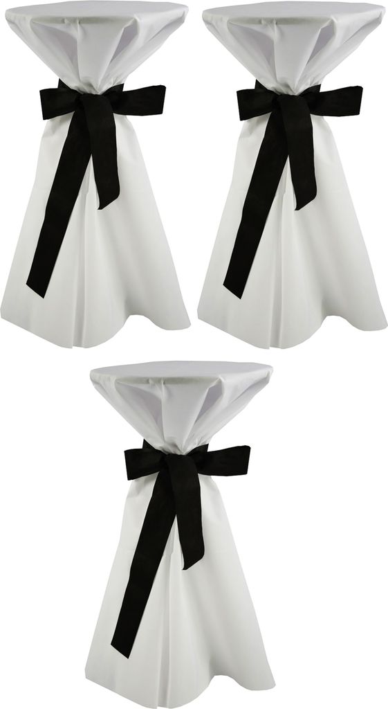 3 Stück Stehtischhusse 80cm Ø Sensalux, weiß, Schleifenband schwarz