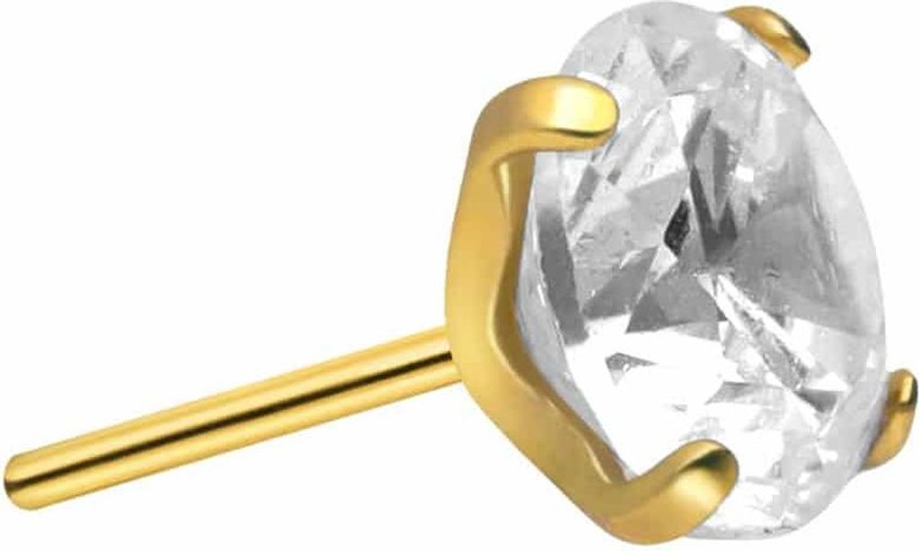Piercing-Zubehör Titan Aufsatz mit Push Pin EINGEFASSTER KRISTALL Gold Kristallgröße: 4mm