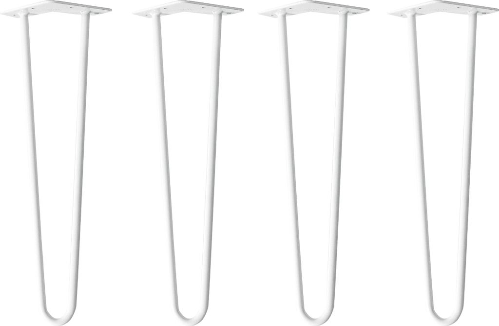 Natural Goods Berlin HAIRPIN Legs, Haarnadelbeine, Möbelfüße, Tischbeine, Weiß, 45 cm, 2 Streben, 4 Stück