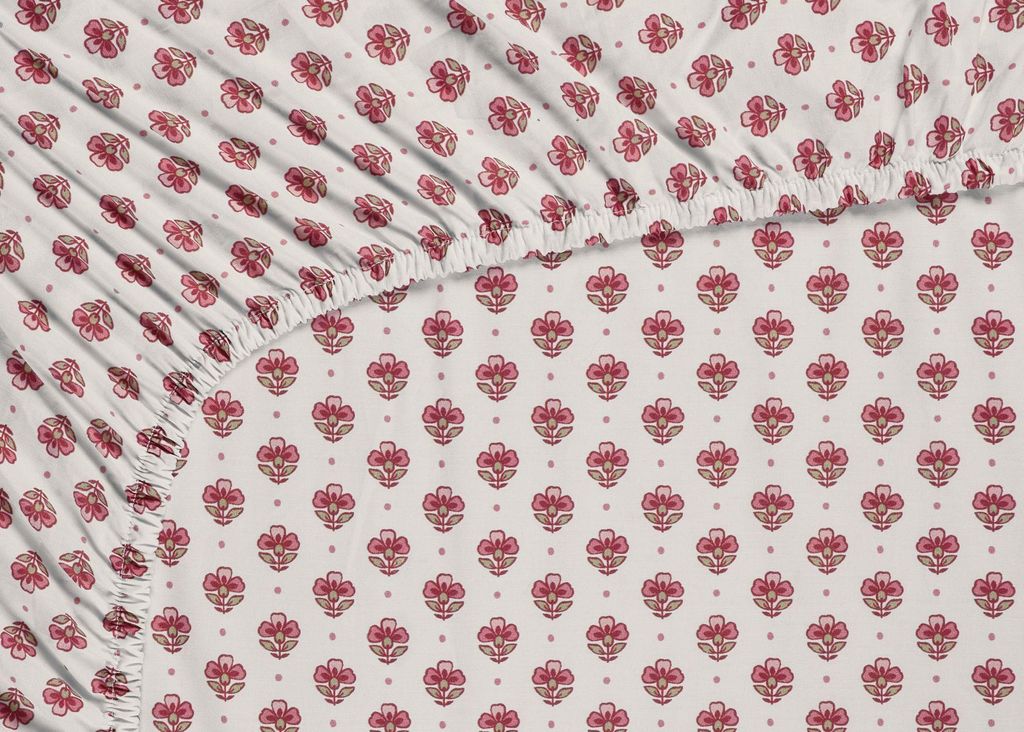 PIP Studio Spannbettlaken PIP Jaipur Flower FS Light Pink 160x200 Hellrosa