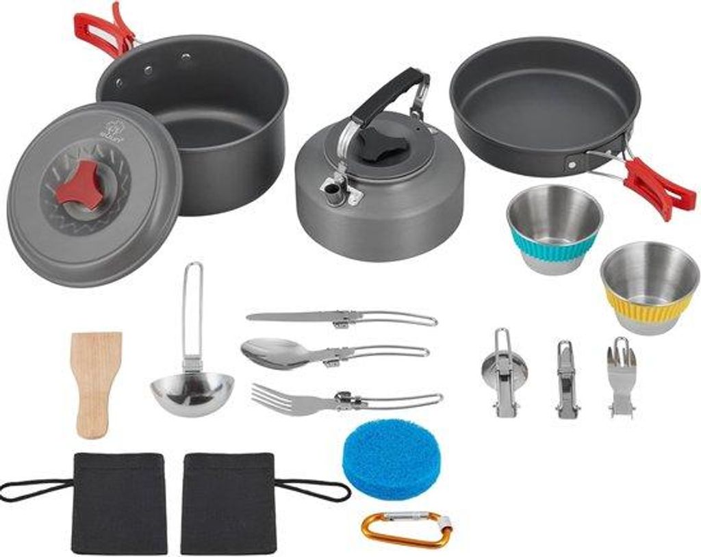 Kompakt Kochgeschirr Set Aluminium 4-teilig Outdoor