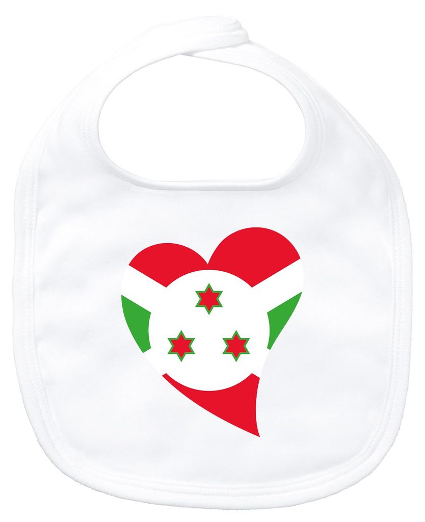 Huuraa Baby Lätzchen Burundi Flagge Herz White Klettverschluss Baumwolle Latz Geschenkidee