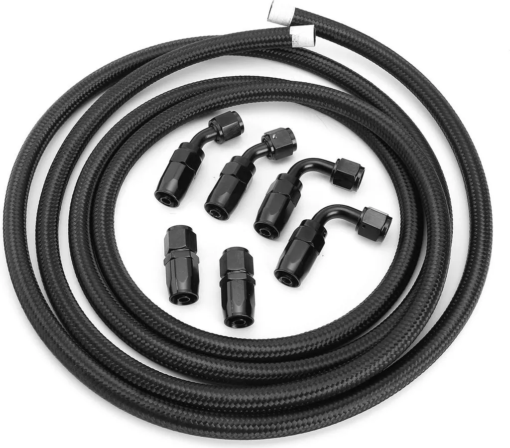 Tubo Treccia Nylon 3m AN4 AN6 AN8 AN10 AN12 Olio Carburante Nero