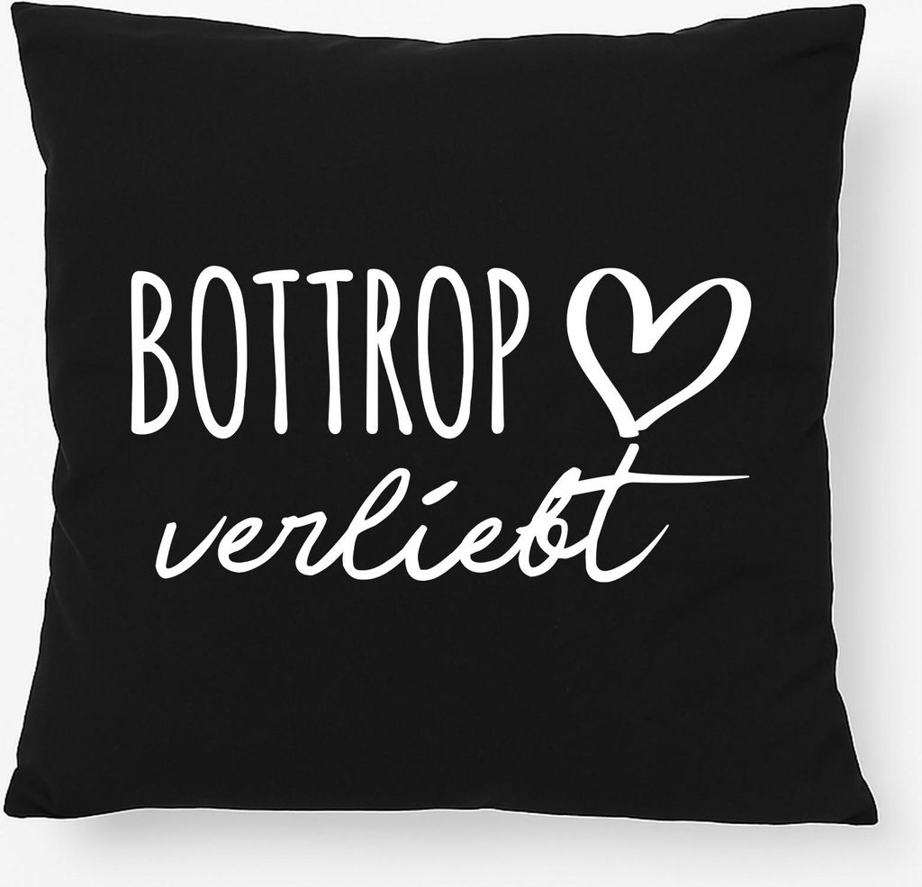 Huuraa Kissen Bottrop verliebt 40x40cm mit Füllung Black Baumwolle Dekokissen Geschenkidee