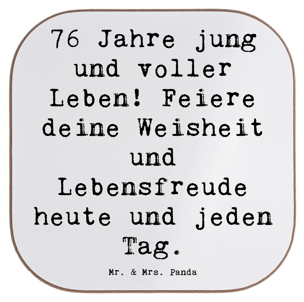 Mr. & Mrs. Panda Untersetzer für Gläser Spruch 76. Geburtstag Jung und Lebendig - Weiß - Geschenk, Tassen, Langlebigkeit feiern, voller Leben, G...