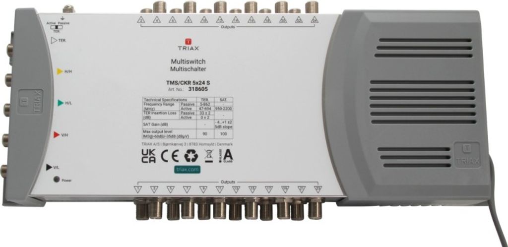 TRIAX Einzel-Multischalter, 5 Eingänge, 24 Ausgänge, Netzteil, 1 Stk.
