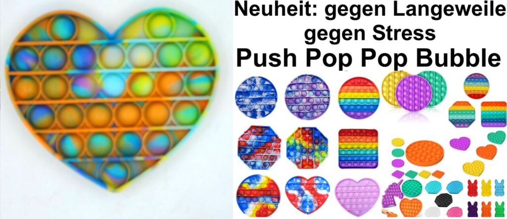 Push it Pop up Bubble Herz gelb Orange Lila Blau sensorisches Beruhigungsspielzeug Anti Stress beruhigend Fidget Toy tiktok Neuheit gegen Langew...