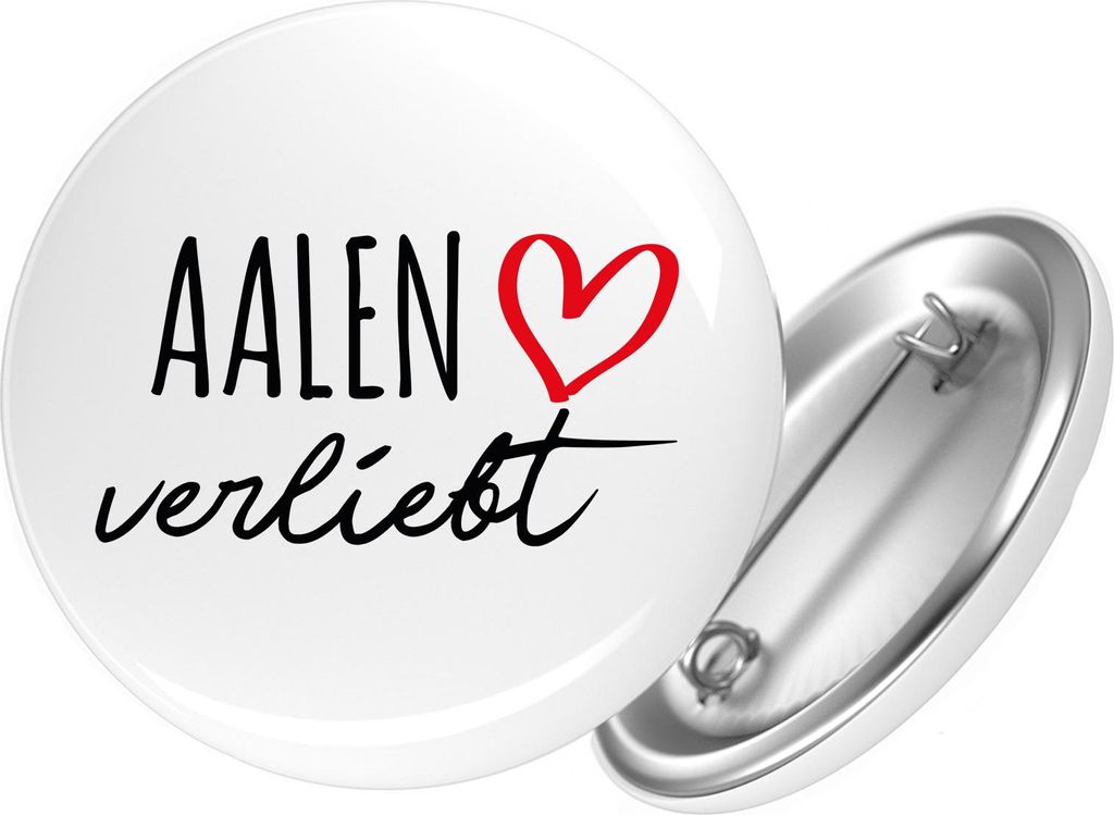 Huuraa Button Aalen verliebt 59mm rund mit Sicherheitsnadel Ansteckbutton Geschenkidee