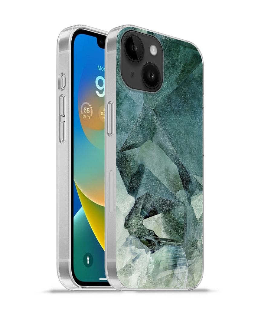 MuchoWow Handyhülle Schutzhülle Hülle für Apple iPhone 14 - Softcase Kristall - Naturstein - Luxus Silikon Softcase Handy Hülle - Mobiltelef...