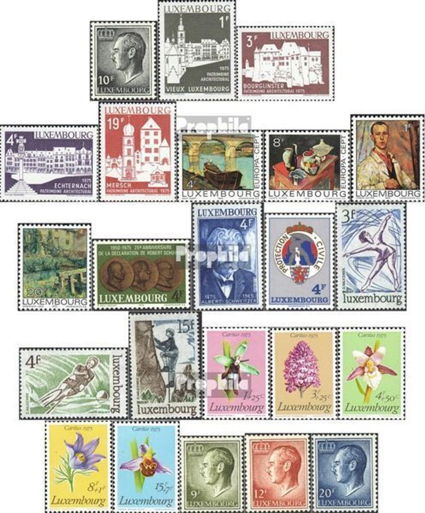 Briefmarken Luxemburg 1975 Mi 899-921 (kompl.Ausg.) Jahrgang 1975 komplett postfrisch Freimarke