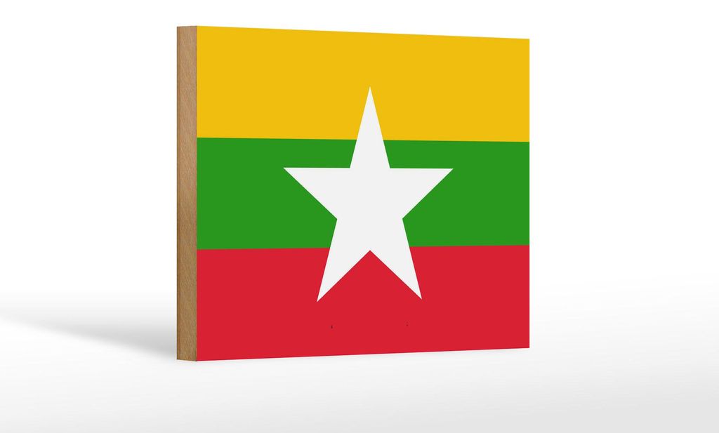 Holzschild Flagge Myanmars 18x12 cm Flag of Myanmar Produktbild 