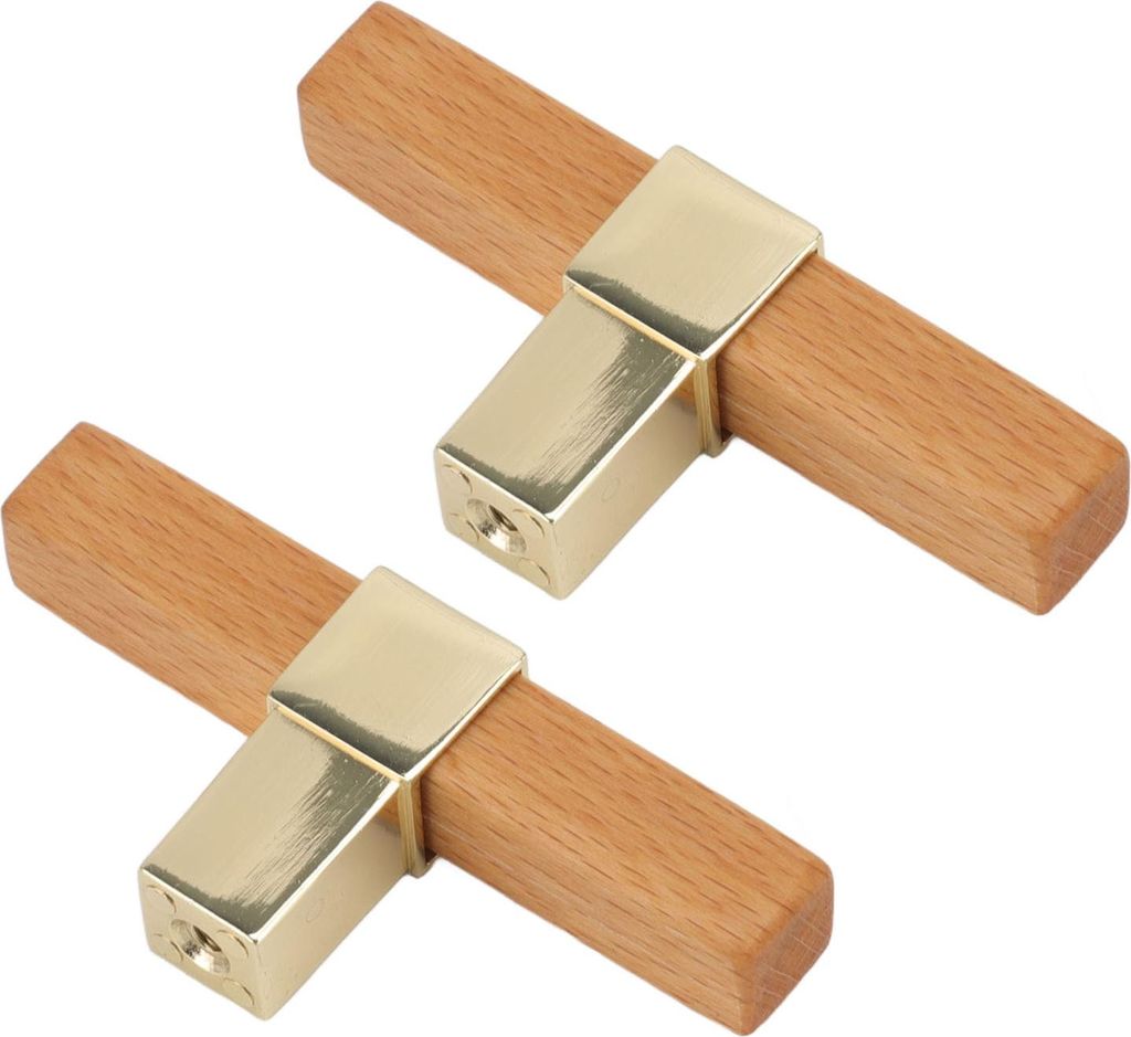 2er Set Moderne Schrankgriffe aus Holz und Zinklegierung 9x4x1,7 cm