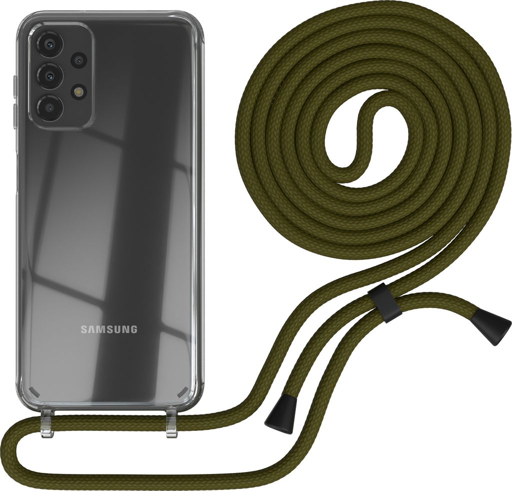 EAZY CASE Handykette kompatibel mit Samsung Galaxy A13 4G, Handyhülle mit Umhängeband, Handykordel, Schutzhülle Clear, Band in Grün