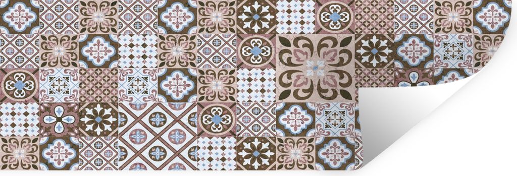MuchoWow Wandtattoo Wandsticker Wandaufkleber Muster - Vintage - Braun - Blumen - Formen 120x40 cm Selbstklebend und Repositionierbar - Repositio...