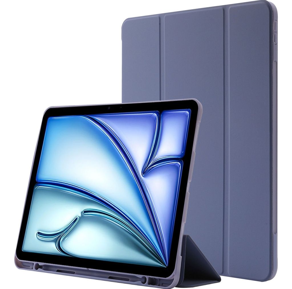 Mobigear Tri-Fold Gel iPad Air 11 Zoll (2025) Hülle TPU,Kunstleder Klapphülle + Stifthalter - Lila