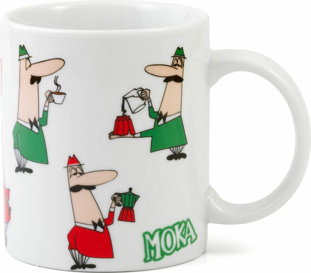 Bialetti Kaffeebecher Tricolore Omino 315 ml, Kaffeetasse, Kaffee, Becher, Porzellan, Weiß, DCMOKI0032