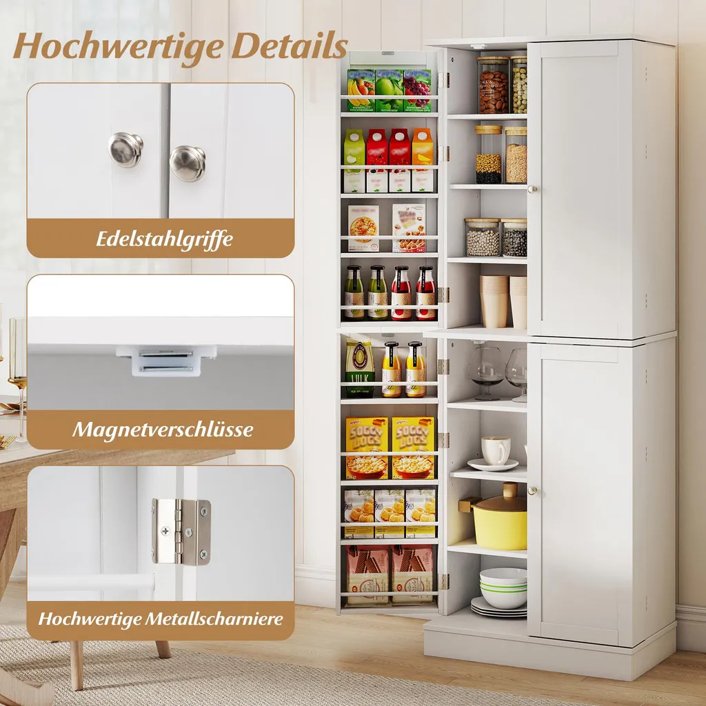 Buffet de cuisine blanc indépendant avec rangement modulable 170 cm