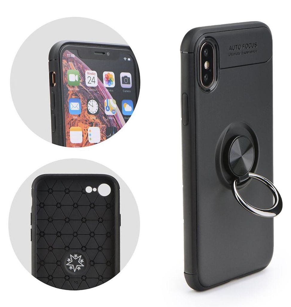 cofi1453 Premium HandyHülle Dezente Schale Bumper Case Cover drehbarer Ring TPU 360 Grad Halter Ständer Magnetisch Outdoor für Xiaomi Redmi 7