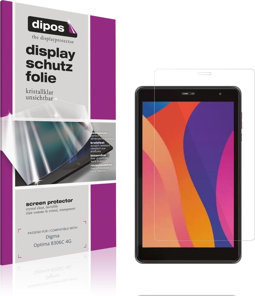 2x Schutzfolie für Digma Optima 8306C 4G klar Displayschutzfolie Folie Display Schutz dipos
