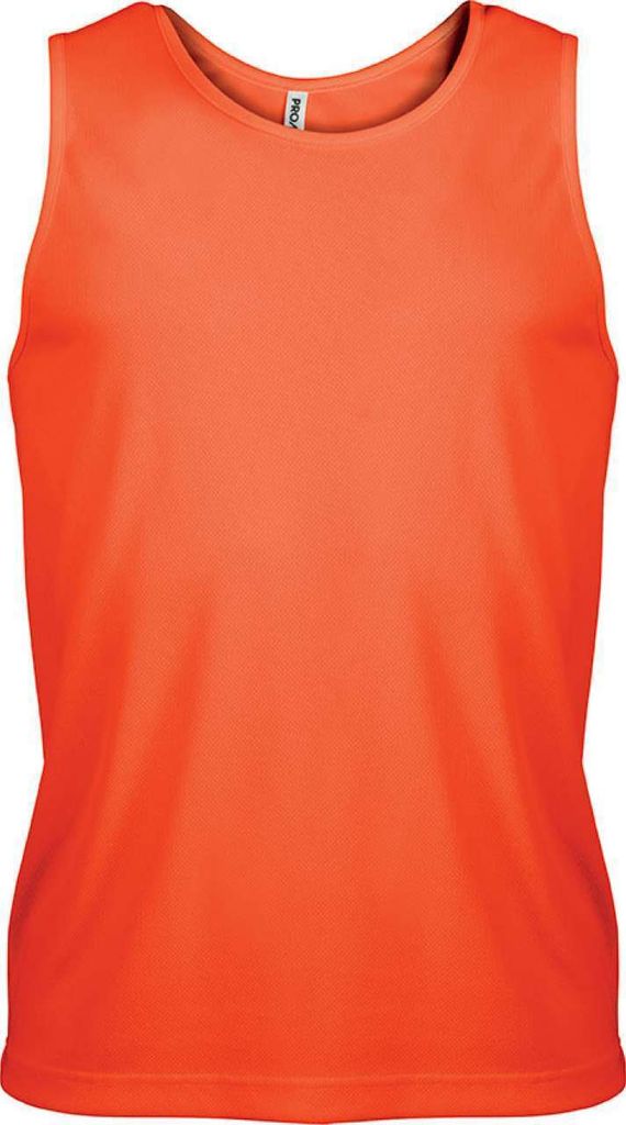 Proact Herren Sport Trägerhemd Sports Vest Gym Tank Top Muskelshirt, Größe:XS, Farbe:Fluorescent Orange