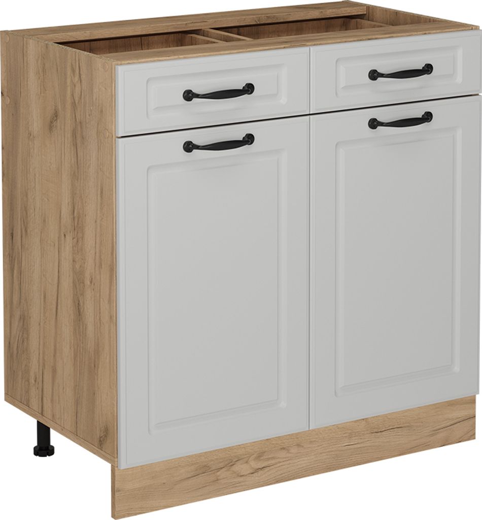Küchenunterschrank Vicco R-Line Weiß Landhaus 80 cm ohne Arbeitsplatte, Model 53377