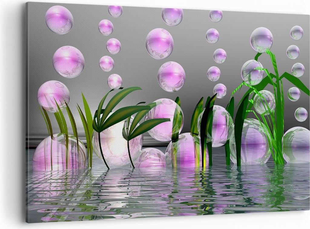 Bild auf Leinwand - Leinwandbild - Computer Grafik Blase - 120x80cm - Wand Bild - Wanddeko - Leinwanddruck - Bilder - Kunstdruck - Wanddekoration -...