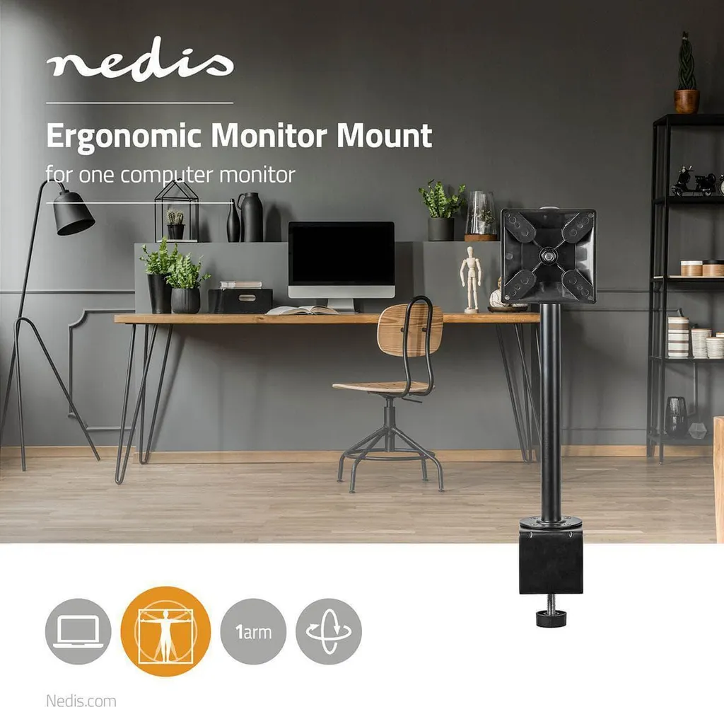 Support de moniteur réglable Nedis avec plateau ventilé pour écran LCD