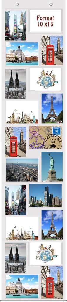 A collage of travel-themed images, including landmarks and cityscapes.