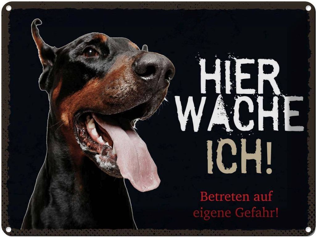 vianmo Blechschild 30x40 cm Doberman hier wache eigene Gefahr Tier Haustier Hund