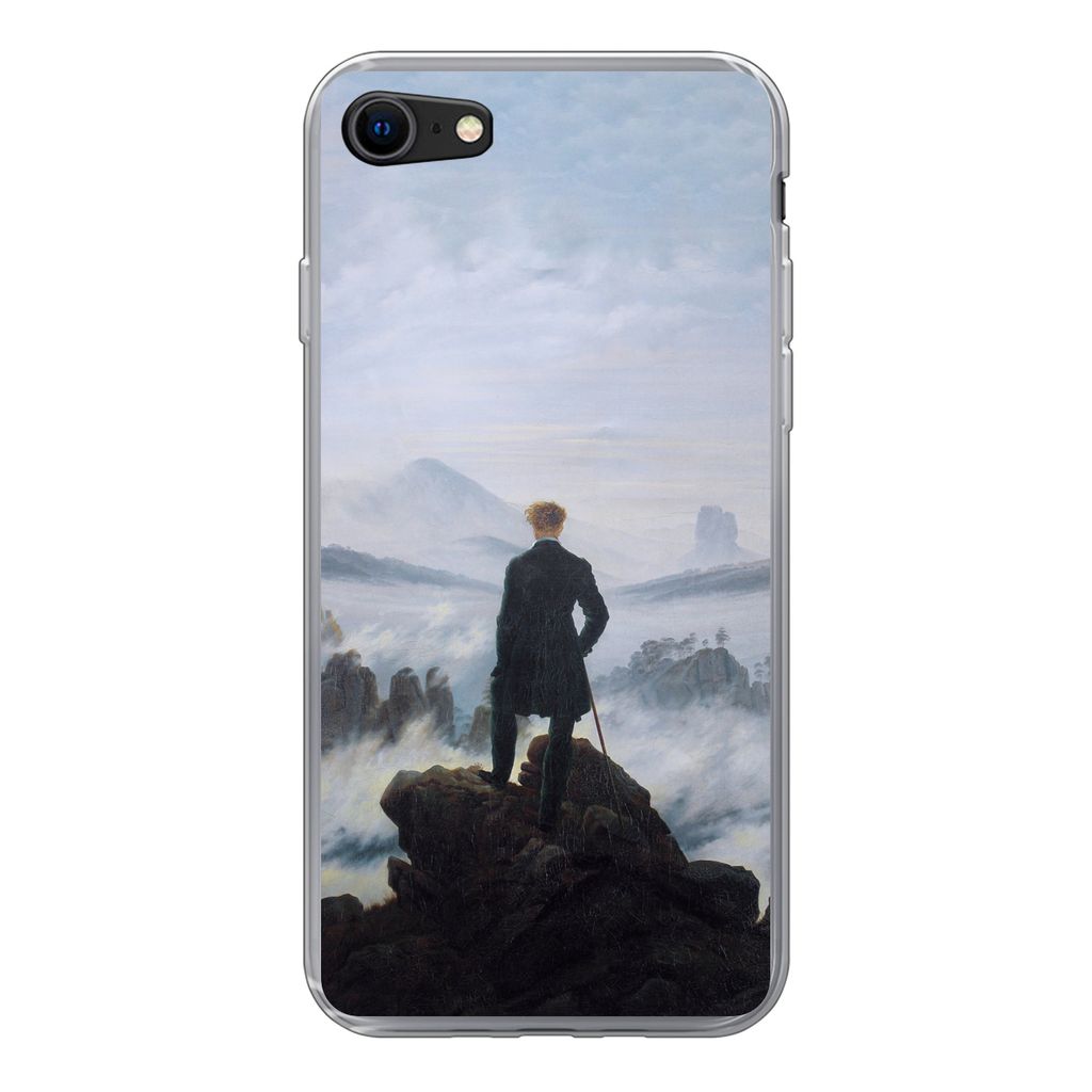 MuchoWow Handyhülle Schutzhülle Hülle für iPhone 8 Der Wanderer über dem Nebelmeer - Caspar David Friedrich - Kunstwerk Silikon Softcase Han...