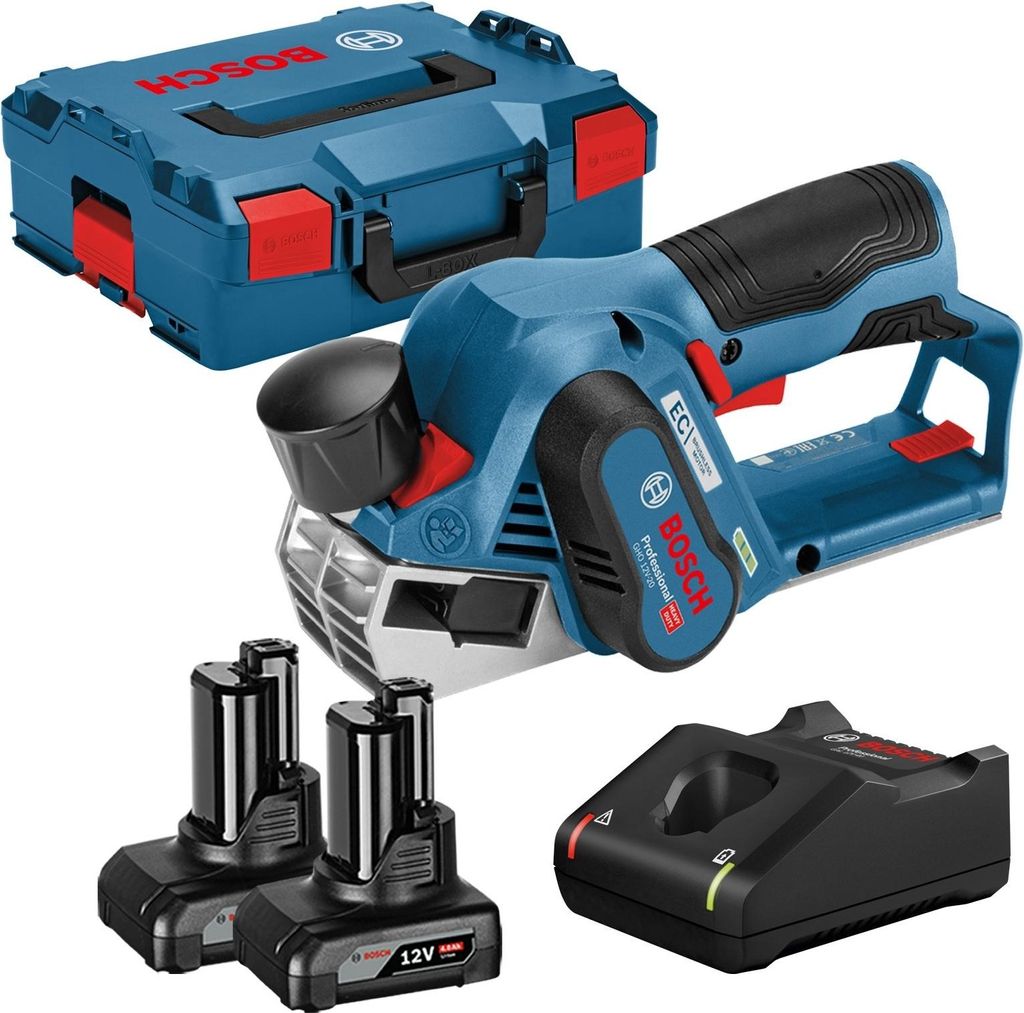 Bosch Akku-Hobel GHO 12V-20 12 V / 2x 4,0 Ah Akku + Ladegerät in L-Boxx