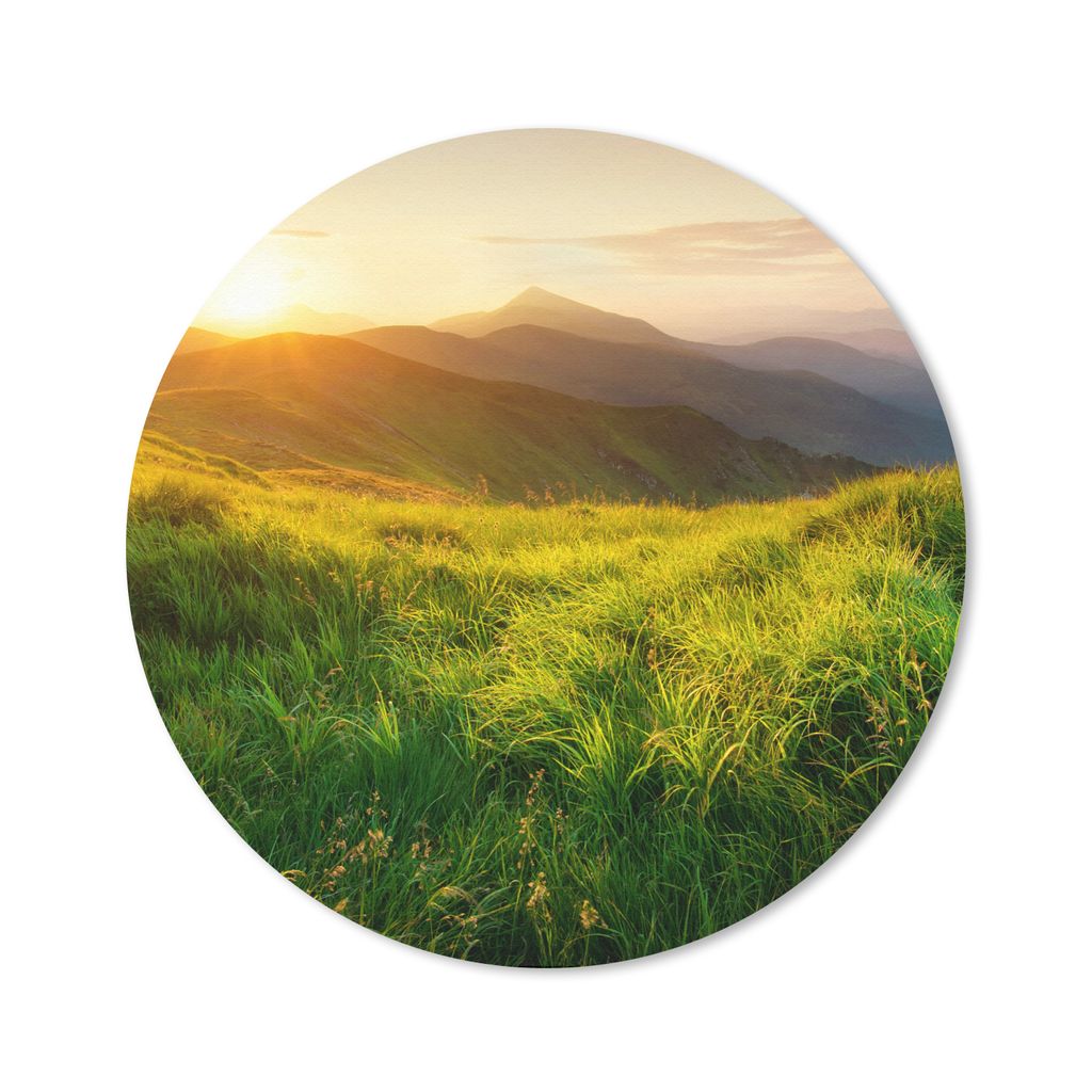 MuchoWow Mauspad Mousepad Gras - Hügel - Sonne - Natur - Landschaft 30x30 cm - Mousepads - Maus Mat - Pad - Mausunterlage - Tischunterlage - Sch...