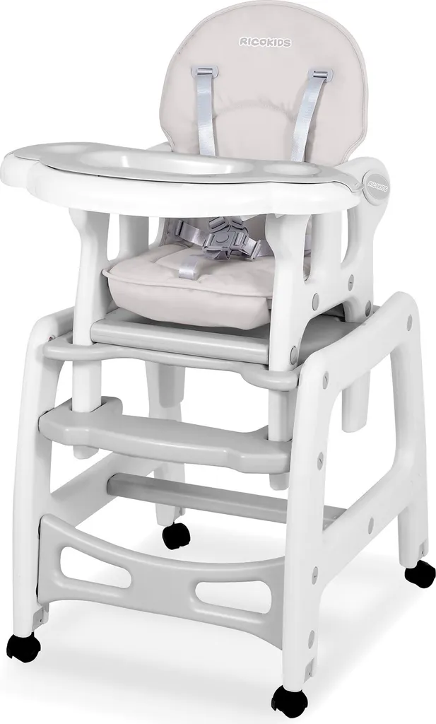 Chaise Haute Évolutive Sinco 5-en-1 Grise pour Repas et Jeu Bébé