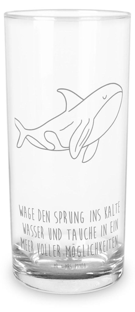 Mr. & Mrs. Panda Glas Orca 200 ml - Transparent - Geschenk, Wal, Arbeit, Möglichkeiten, Trinkglas, Longdrinkglas, Wasserglas, Cocktailglas, Tumble...