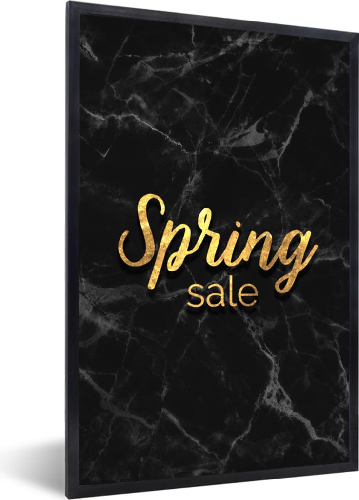 MuchoWow Gerahmtes Poster Verkauf - Frühling - Gold - Marmor 20x30 cm - Poster mit Schwarzem Bilderrahmen Wandposter Rahmen Foto Bilder - Drucke...