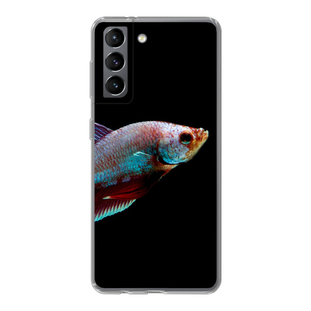 MuchoWow Handyhülle Schutzhülle Hülle für Samsung Galaxy S21 Fische - Tiere - Licht Silikon Softcase Handy Hülle