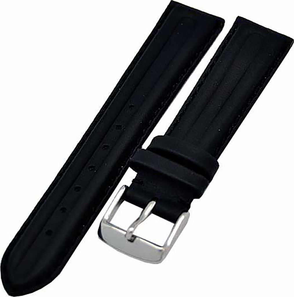 Uhrenarmband Leder wasserabweisend hydrophobiert schwarz 16mm