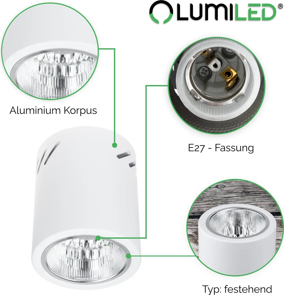 Downlight Rond Blanc E27 Solution Éclairage Plafond sans Encastrement - 3