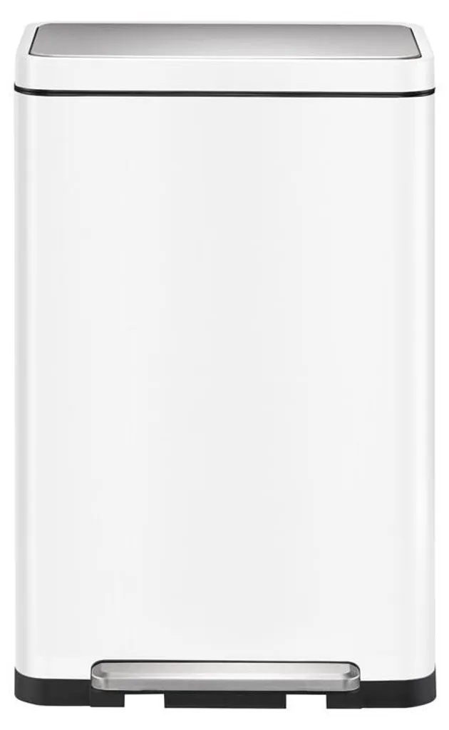 EKO X-Cube Poubelle à Pédale 30L en Acier Inox Mat et Blanc Durable