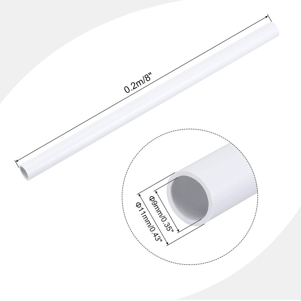 PVC Rohr, Durchmesser 9mm L?nge 0.2m Rund Kunststoffrohr fš¹r Garten, Aquarium, Wasserleitung, Kabelkanal, lš¹ftungsrohr (Wei?)