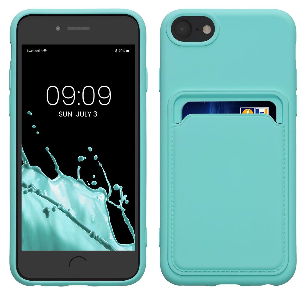 kwmobile Handyhülle für Apple iPhone SE (2022) / SE (2020) / 8 / 7 Hülle mit Kartenfach - TPU Case - Kabelloses Laden - Schutzhülle Cover in Mi...