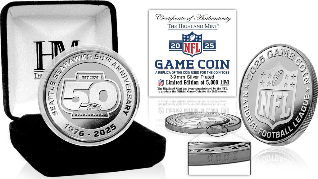 Seattle Seahawks 2025 Game Coin (39mm) Münze, silber Produktbild 
