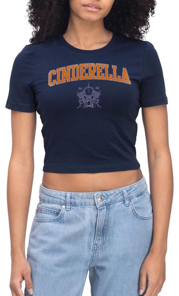 Cinderella Schriftzug Mit Emblem Crop Top, L, Light Navy
