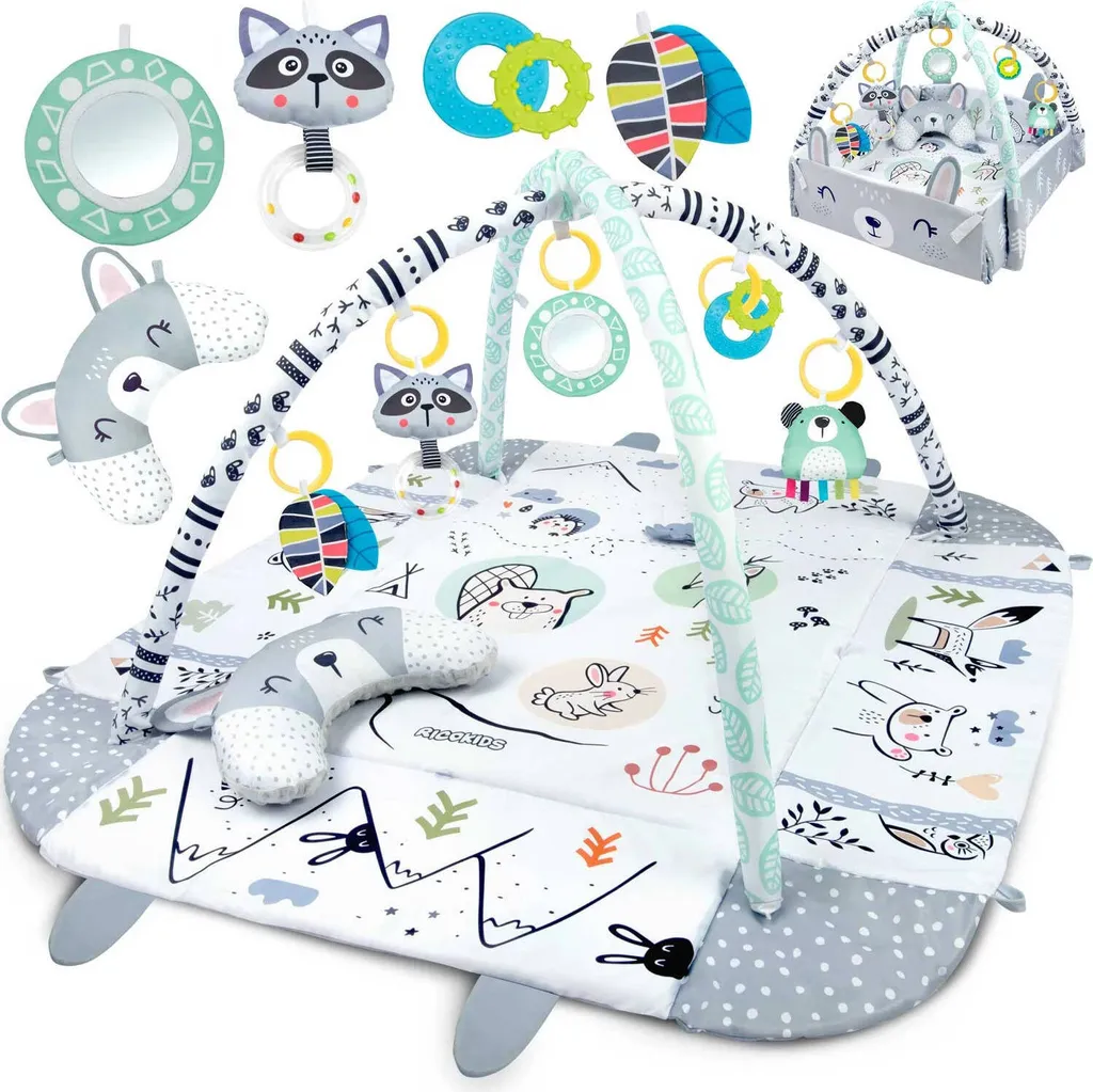 Tapis d'éveil interactif et évolutif pour bébé 110 x 100 cm Ricokids