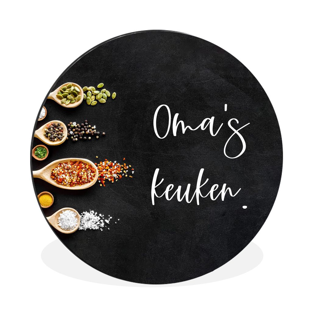 MuchoWow Aluminium Wandkreis Oma - Küche - Zitate - Sprichwörter Ø 60 cm Wanddeko Modern Wohnzimmer - Wand Kreis - Wandbild - Schlafzimmer - A...