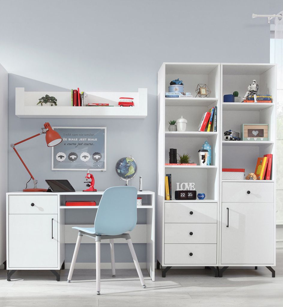 Jugendzimmer Set 4-teilig mit Schreibtisch weiß BEND-133