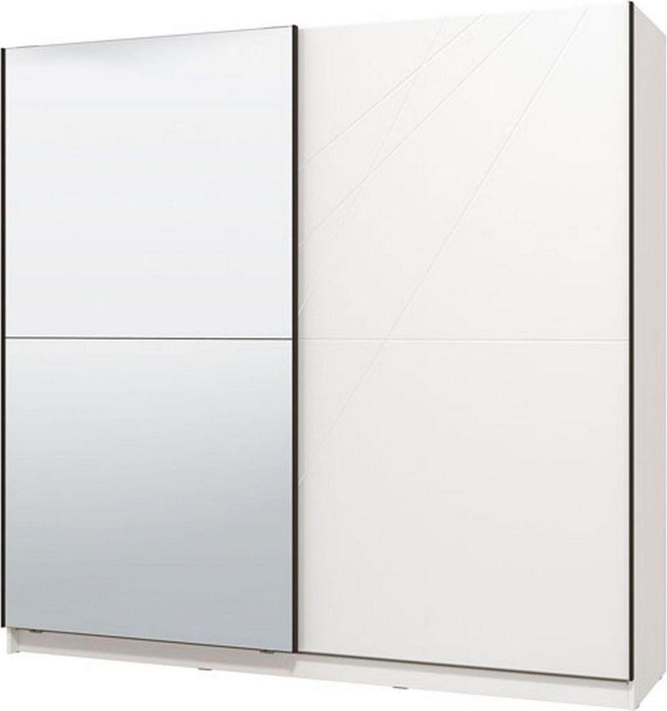 Dmora Großer Kleiderschrank Galtelli 217x210 cm, Mattweiß, 8 Regalböden, Garderobe