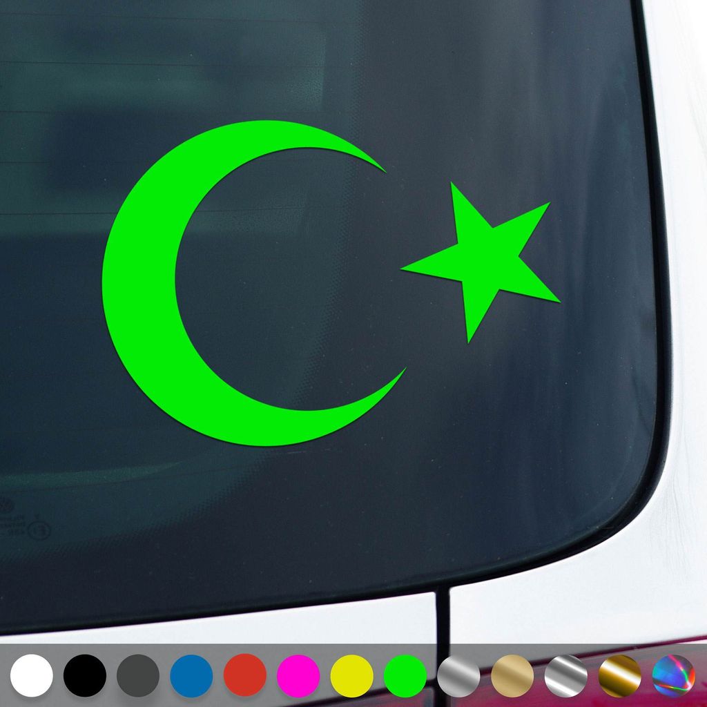 PantherPixel Türkei Aufkleber Wappen Flagge Fahne Türkiye Sticker Auto Geschenkidee Farbe Neon-Grün