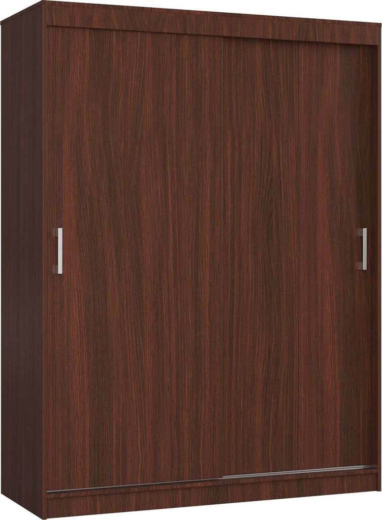 Schwebetürenschrank – Schlafzimmerschrank – Kleiderschrank – MONO – 150 cm – Dunkelbraun – Moderner Kleiderschrank mit 2 Türen und 6 ...